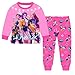 Girls 2 Piece Kpop Outfits Casual Cartoon Graphic Long Sleeve Sweatshirt and Pants Tracksuit Fashion Clothing Set Pink