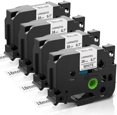 4 Nastri Etichette Compatibili Brother 18mm TZe-141 - Nero Su Trasparente, 8m Cadauno, Per P-Touch - Foto 6