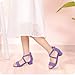 PANDANINJIA Girls Heels Toddler Kids Dress Shoes Ankle Strap Sandals Wedding Party Dany Flower Girl Shoes(Purple Suede, 5 M US Big Kid)