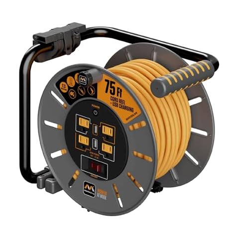 Masterplug 75ft Cord Reel + Cord Reel Wall Mount Cover