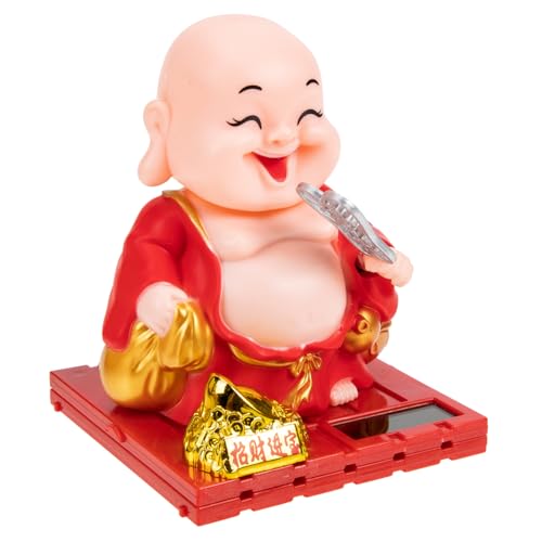 Maitreya Bouddha figurine maison avec jouets secouant la tête et solaire