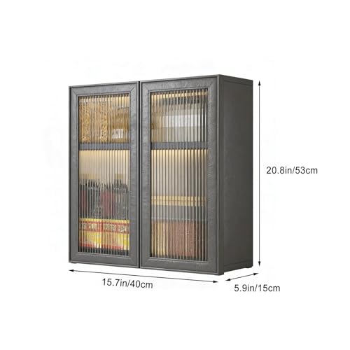 Almacenamiento con puerta de cristal y diseño compacto gris 4