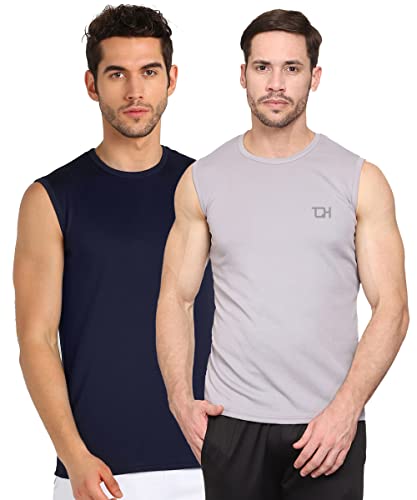 Image of TQH Sleeveless T Shirts for Men | Vest for Men | Tank Top Man | Sando for Man | Men's Sleeveless Gym Vest Round Neck Solid Casual T-Shirt for Workout Running Sports Beach