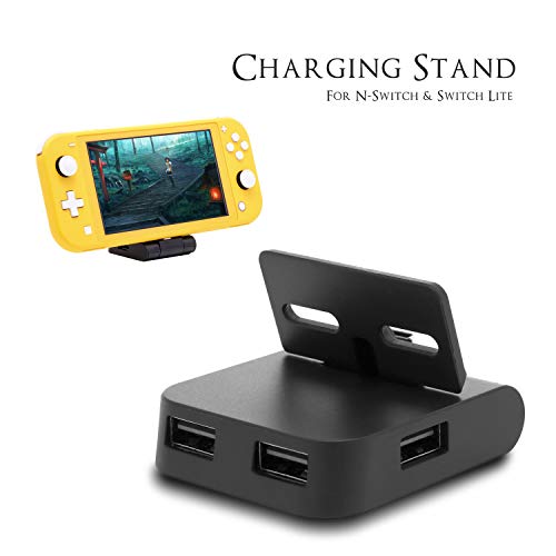 Charging Dock for Switch Lite, Mini Portable Folding Charging Station for Nintendo Switch with USB HUB