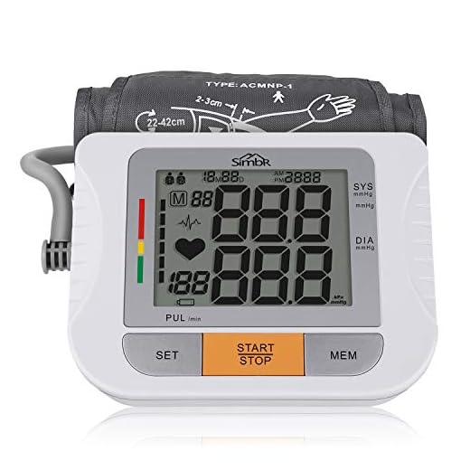 SIMBR Tensiómetro de Brazo Digital Monitor de Presión Arterial con Memoria (2 * 90) Certificada por FDA CE ROHS con Manguito Largo de 22-42cm