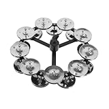 Gatuida Doppelreihiges Hihat Tamburin aus Robustes Schlagzeugzubehör mit Neun Schellen Silbernes Beckenring Percussion Instrument für Vielseitige Musikgenres und Rhythmische