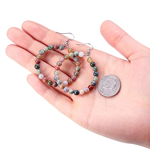 Jovivi Amethyst Rose Quartz Healing Crystals Beads Earrings Real Natural Stones Gemstone Hoop Dangle Earrings Reiki Quartz Jewelry for Women4