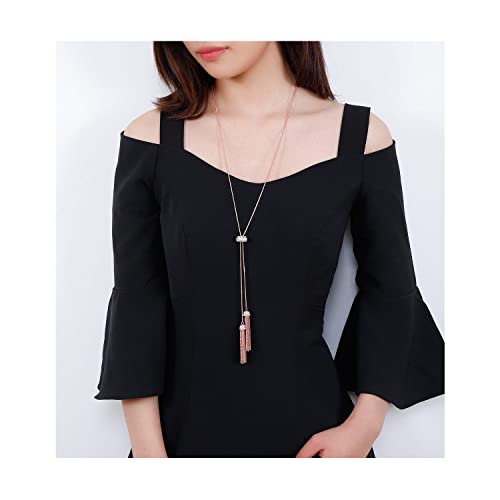 Jertocle Long Tassel Pendant Necklace Y Shaped Lariat Necklaces Adjustable Slide Necklace For Women (Rose Gold) #TOP2
