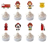 Party Hive 24pc Firefighter Fireman Fire Truck Cupcake Toppers for Birthday Party Event Decor