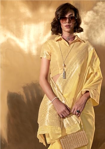 Image of SGF11 Women's Soft Cotton Linen Silk Saree With Unstitched Blouse Piece