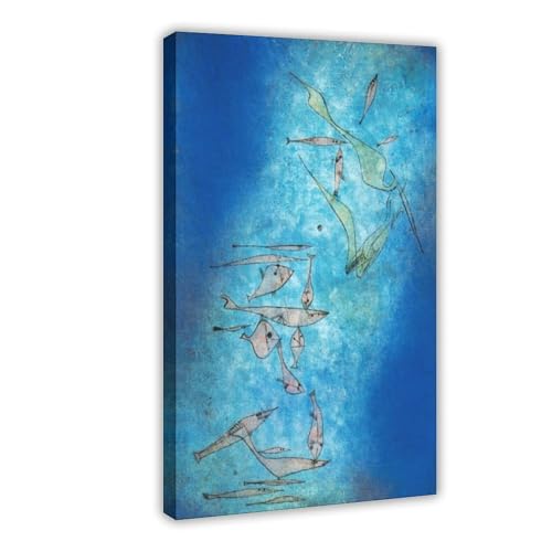 Poisson Paul Klee impression sur toile salon moderne cadre 30x45 cm