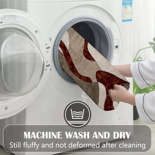 B&B Velvet Curve Area Rugs for Indoor - Luxury Super Soft Cozy Dense Thick Pile Shaggy Rug for Bedroom Living Room Kitchen Hall Entrance Carpet Mat (200 x 290 cm, Rust) - Image 6