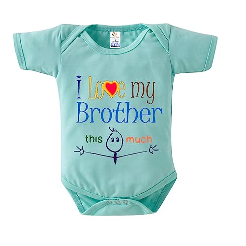 Image of baby wish RakshaBandhan Romper for Kids Rakhi Bodysuit Brother Sister Matching dress my 1st rakshabandhan gift Half Sleeve Unisex Romper Red Romper I LOVE BROTHER
