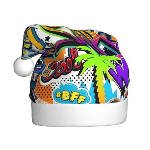 GUHAOT Sombrero de Navidad colorido con estampado de aerosol, sombrero de Papá Noel, accesorio de disfraz de fiesta