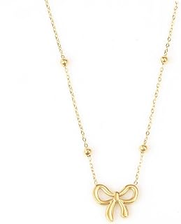 Bow Necklace for Women Bowknot Choker Necklace 14K Gold Plated Ribbon Choker Necklaces Fashion Jewelry Gifts