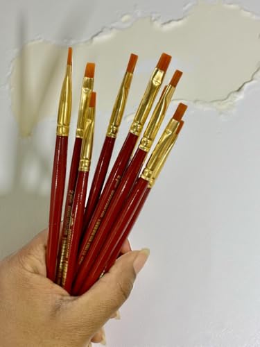 Image of polo Synthetic Hair Flat Brushes 2 | Pack of 10 | Premium Fine Edge Paintbrush Set for Acrylic, Watercolor & Oil Painting | Soft Bristles for Smooth & Precise Strokes