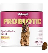 Vetwell Probiotics for Dogs - 120 Chews, Digestive Care with Dog Probiotics Enterococcus Faecium,...