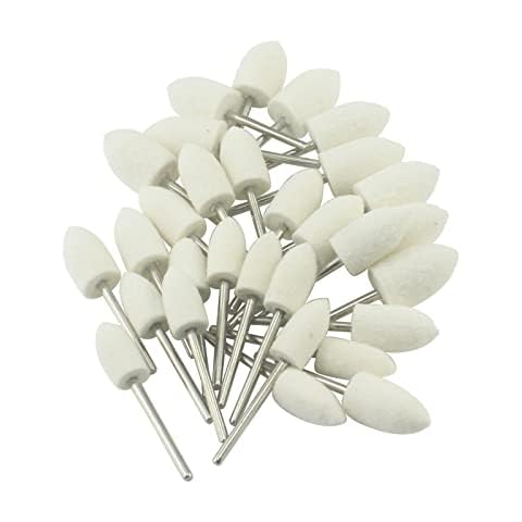 Luo ke 30 Pcs Wool Felt Polishing Bits, 3/32 Inch Shank Cone Shape Wool Polishing Points for Dremel Rotary Tool (8mm,10mm,12mm) Cover