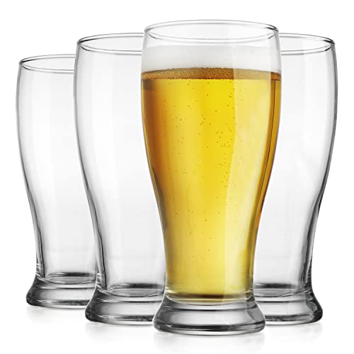 Premium Pilsner 19.25 Oz Beer Glasses Set Of 4 Pint Glasses By Glaver's, Tall Designed European Glass Tumbler Cups. For Bar, Cocktails, Beer, Soda, Juice, Beverages, Wheat, Ideal Gift For Men. #TOP21