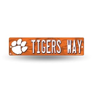 Rico Industries NCAA Clemson Tigers 16-Inch Plastic Street Sign Décor, 3.75 x 16-inches