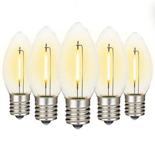 Novelty Lights 25 Pack C9 LED Filament Bulbs, Warm White