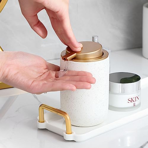 Image of Hand Soap Dispenser for Bathroom Decro, Ceramic Liquid Pump Bottles Refillable Dish Dispenser for Kitchen Farmhouse Colleage Dorm, White