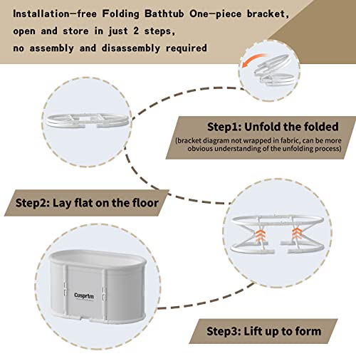 Cusprtm Portable Bathtub for Adults, Foldable Bathtub Installation-free Collapsible Bathtub With Storage Bag, High-density Insulation Materials, Family SPA Soaking Tub for Shower Stall