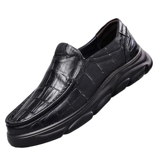 Men's Genuine Leather Loafers Slip-On Business Casual Spring Arrival Anti-Slip Chunky Sole Comfortable Dad Shoes
