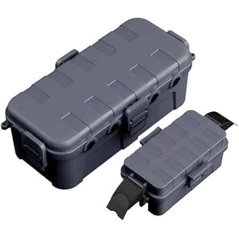 Flemoon Medium Outdoor Electrical Box Waterproof (11.5” x 5.2” x 4”), Bundled W/ 1 Small Weatherproof Electrical Connection Box (8.1" x 4.9" x 3.1") for Power Strip, Holiday Lights, Gray Cover