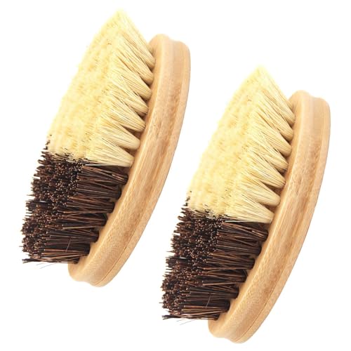 SLEEKEE 2 Cepillos De Limpieza Ovalados, Cepillo con Mango De Madera, Cepillo De Cerdas Duras, Cepillo De Limpieza para Quitar Manchas De Cocina, Cepillo para Limpiar Frutas Y Verduras