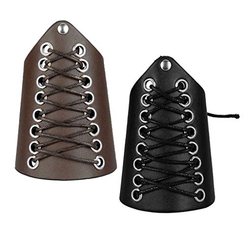 sharprepublic 2pcs PU Cuir Gant Médiéval pour Hommes Femmes Lacer Armure De Bras De Poignet