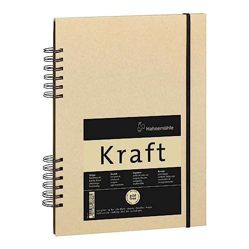 Sketch Book Kraft 120 g/m², Caderno Meia Espiral, Tam A5, 80 Fls