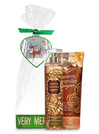 Bath & Body Works Warm Vanilla Sugar Very Merry Wrapped Gift Set - Body Cream & Fragrance Mist