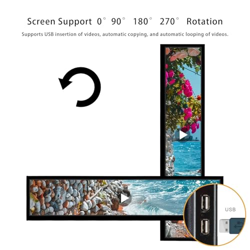 Image of VSDISPLAY 24'' 1920x360 Stretched Bar Monitor Digital Signage Display | Supports Split Screen & Image Rotation,USB Auto Copy Autoplay,for Supermarket,Retail Store,Restaurant,Mall Advertising