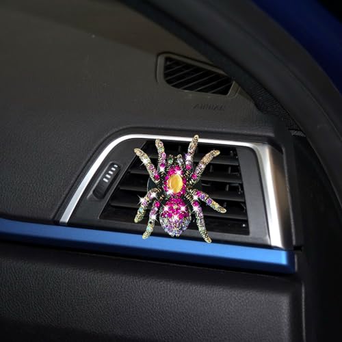 Image of Auto Diamond Spider Car Air Conditioning Outlet Clip Decorative Car Air Vent Clip Charm, Bling pink Car Accessories, Car Interior Decoration Charm, Cute Car Decor
