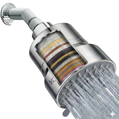 Image of Konvio Neer 22-Stage Shower Filter for Hard Water | 5 Spray Mode Filtered Showerhead | Removes Chlorine, Reduces Hair Fall | Borewell /Tanker Water Softener for Soft Hair & Skin