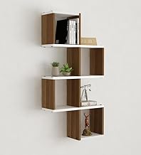 TRISULM Aura Multipurpose Modular Wall Racks/Shelves/Organiser/Décor Particle Board Wall Shelf (Number of Shelves - 7, Beige, White)