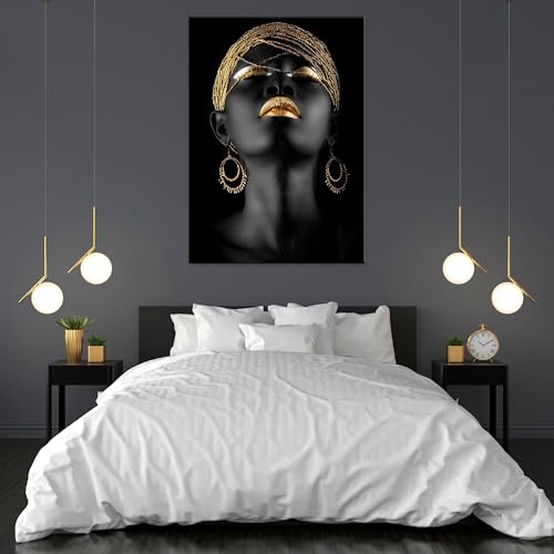 Impression d'art mural tendance visage africain doré - 2