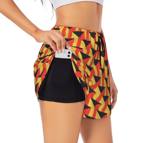 Short de course à pied double couche pour femme avec poche pratique et séchage rapide orange