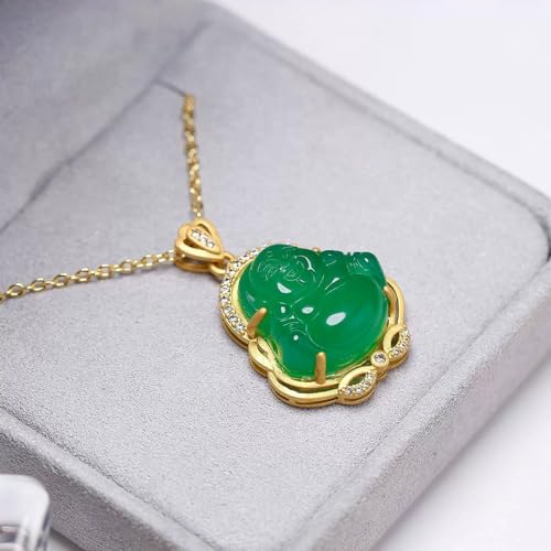 Collier en jade vert véritable d'une qualité joaillerie et argent S925 plaqué or