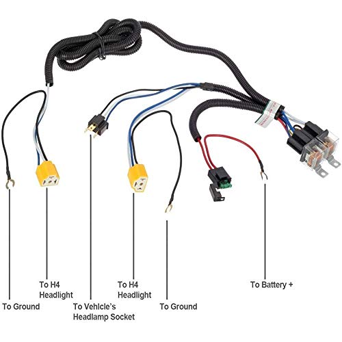 Amuniesun Dot 7Inch Round Black Led Halo Headlight Assemblies With H4 Relay Wire Harness Fit For Suzuki Samurai(1985-1995)/Sj413 (1985)/Sj410 (1980-1985)(High Low Beam+White Drl+Amber Turn Signal) #TOP6