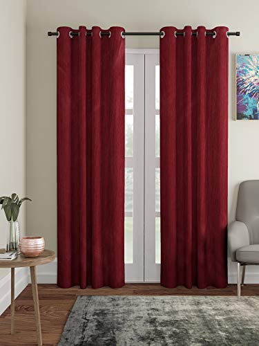 Image of Home Sizzler Long Crush 2 Piece Maroon Door Curtain, 7 feet