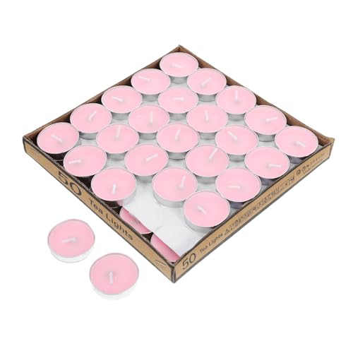 LIFKOME 50pcs Round Mini Tealight Candles Smokeless Unscented Votive Lights for Weddings Proposals Home Decor and Holiday Celebrations Elegant Compact Design for Events