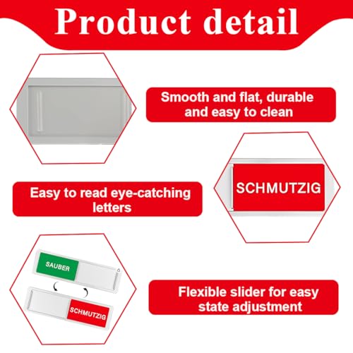 WUSJCOF 1PCS Clean/Dirty Dishwasher Magnet Sign – Sliding Indicator for Sauber/Schmutzig (Festhaltemagneten,Und Klebefläche)