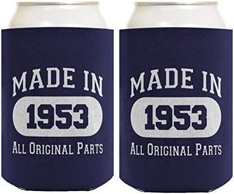 70th Birthday Gift Coolie Made 1953 Can Coolers Coolies 2 Pack Navy