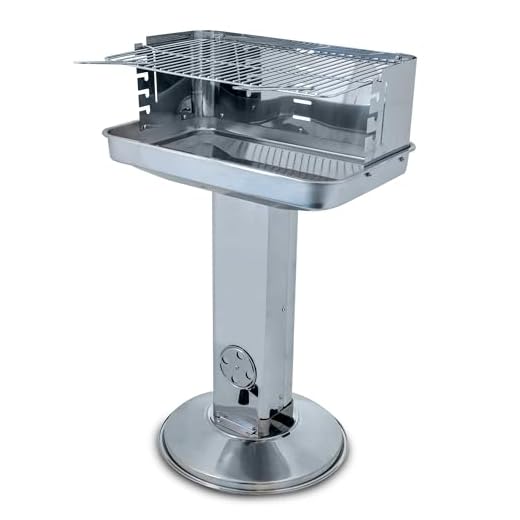 ACTIVA Edelstahl Holzkohle Säulengrill "Pisa" mit 54 x 34 cm großen verchromten, verstellbaren Grillrost, Aschekasten und Belüftung in der Säule