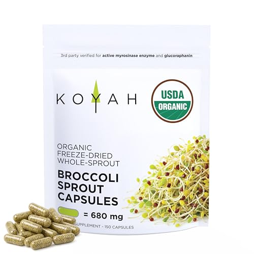 KOYAH - Organic Broccoli Sprout Capsules Freeze-Dried: 150 Capsules