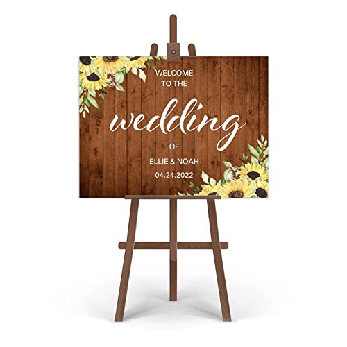 Panneau bienvenue mariage haut de gamme motif tournesol chic
