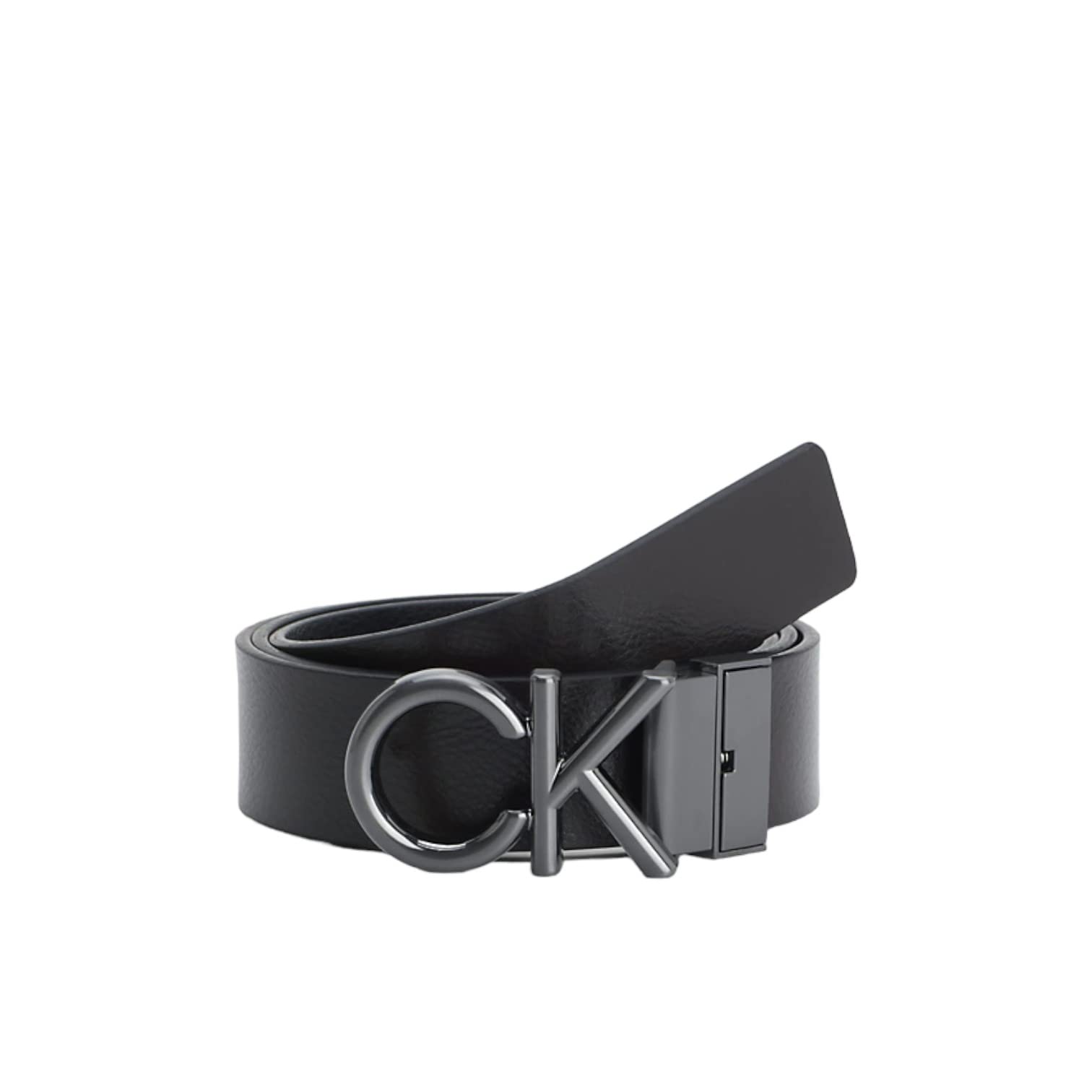 Calvin Klein Męska metalowa klamra Ck 3,5 cm skórzany pasek, Czarny, 115