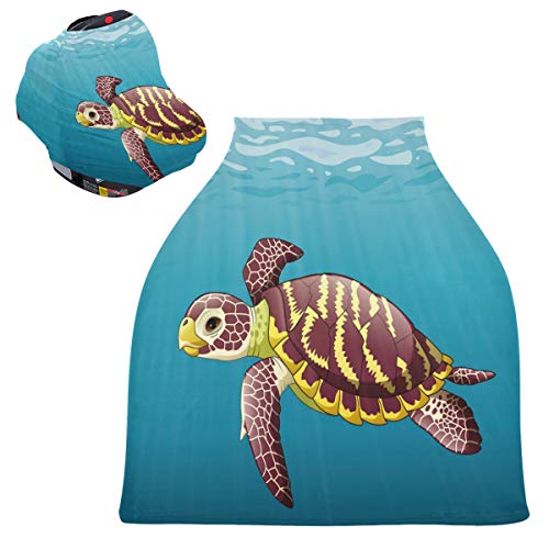 Nadando Océano Tortuga Marina La Lactancia Materna Enfermería Cubierta Asiento de Coche de Bebé con Dosel Transpirable Carros de La Compra Cubierta para Bebé